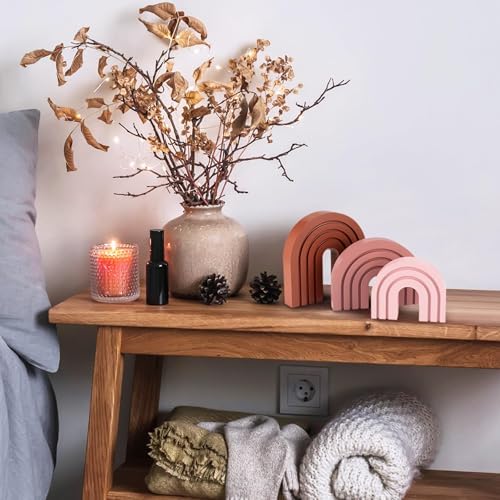 3 Set Pink Boho Shelf Decor Wood Arch Ends
