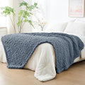 Bigacogo Chunky Knit Throw Blanket for Couch, 40x80 inches, Cold Sea Blue
