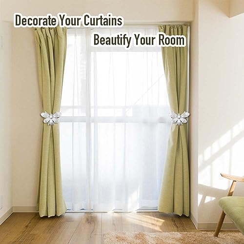 Curtain Holdbacks Set of 2, Gift, Resin Magnetic Curtain Tiebacks Silver Flying Bee Curtain Holders, Decorative Curtain Ties for Drapes, Outdoor Home Office Farmhouse, Curtain Decorative Accessories