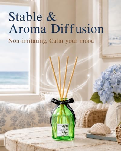 M&SENSE Reed Diffuser, Eucalyptus & Spearmint, 7.7 oz Natural Essential Oil