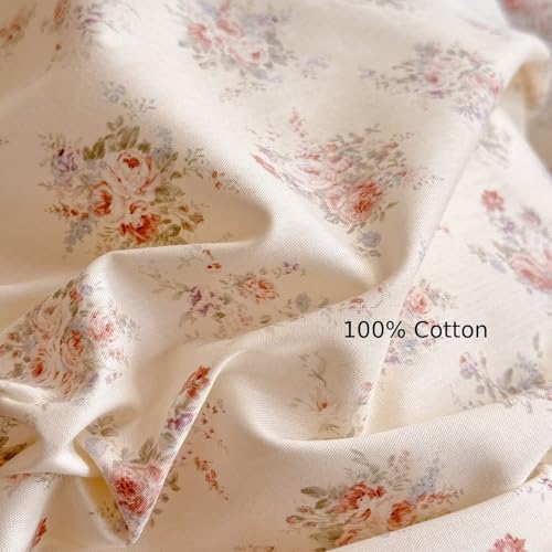 Floral Cotton Duvet Cover Queen Size 3 Pcs Set,90"×90" Bedding