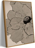 Framed Abstract Floral Line Art Wall Decor, Office Art 12x16