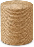 14" Boho Pouf Patio Ottomans Natural Straw Handweave Rustic Round Footstool