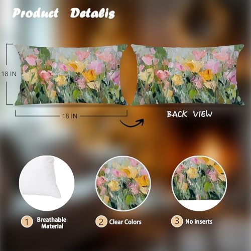 Abstract Spring Wildflower Floral Colorful Pillow Covers 12x20 Double-Sided,Rustic Cottagecore Colorful Flower Botanical Decorative Throw Pillow Covers for Home Bedroom Living Room