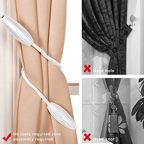 NICEEC 4 Pack DIY Curtain Tiebacks Clips Crystal Decorative Creative Twist Drape Tie Backs European Style Random Modelling Curtain Holdbacks for Home Kitchen Office Window Drapery (White)