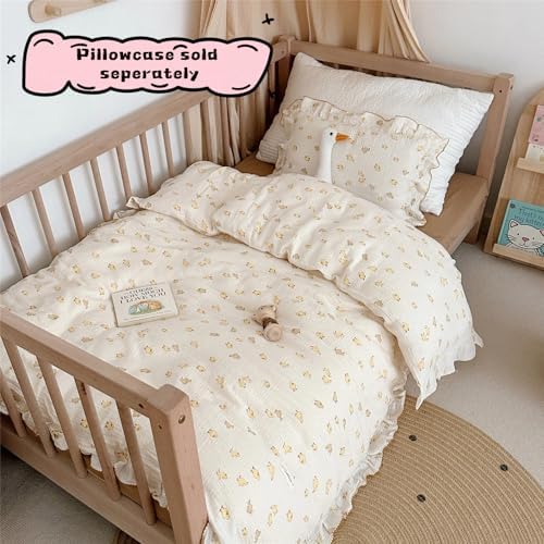 Muslin Cotton Toddler Duvet Cover, Duck Print, 47"x59", No Pillow