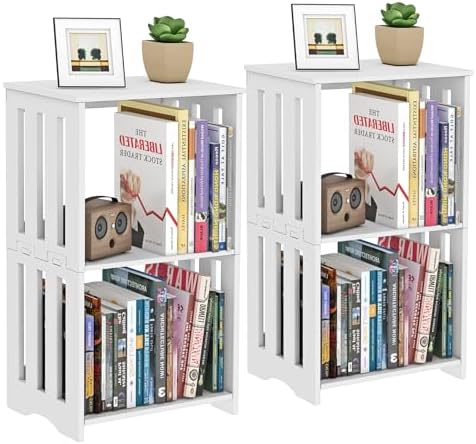 HAYOFAMY 3-Tier End Table Nightstand White Set of 2