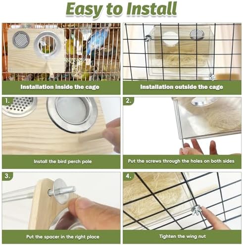 PINVNBY Parakeet Nesting Box Budgie Breeding Box Bird Nest for Cage