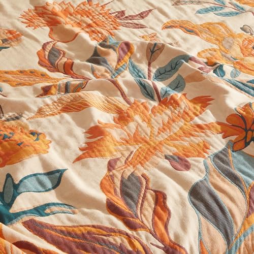 Boho Throw Blanket for Bed 90”x98”, 100% Cotton Blanket for Couch Sofa