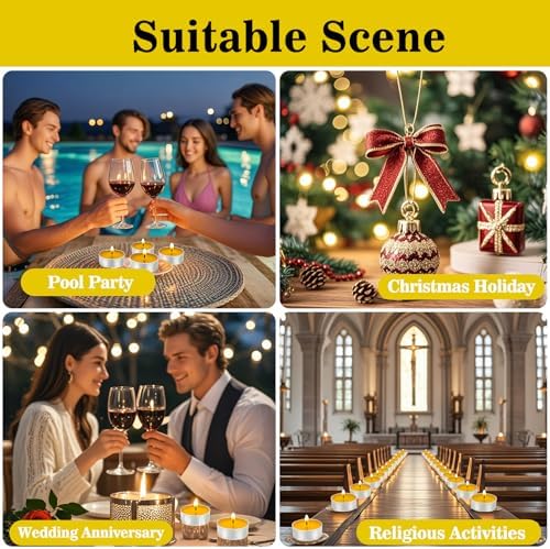 MAQIHAN 25 Pack Yellow Tea Light Candles - Mini Soy Wax Votive Candle Set