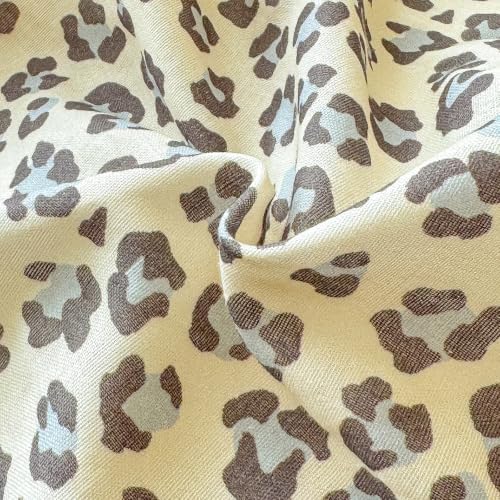 Leopard Duvet Cover Set Twin,Muslin Cotton,Cream Grey