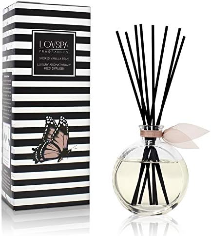 Reed Diffuser Set, Smoked Vanilla Scented Oil Diffuser with Sticks, Home Fragrance Accessories for Bathroom Shelf Decor, Aroma Diffusers for Home or Office Fall Decor, USA Made