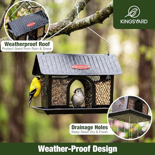 Kingsyard Wild Bird Feeder for Outdoors Hanging, All Metal
