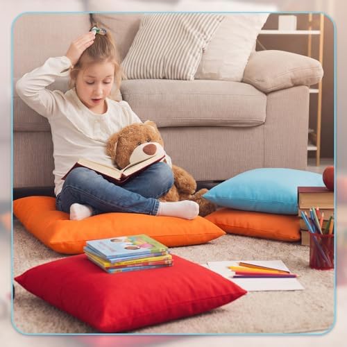 CroBlissful 4 Pcs Extra Large Floor Pillows Kids Classroom, Assorted Colors