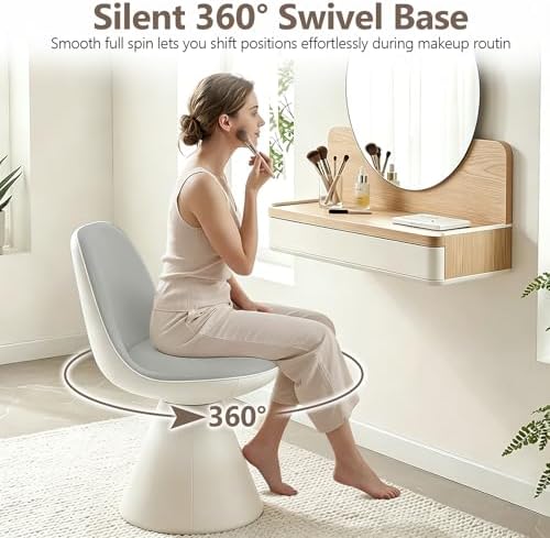 Modern Upholstered Vanity Stool Chair, Comfy PU Leather Ottoman Stool
