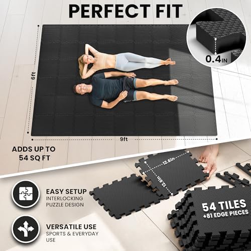 bemaxx Gym Mats Set - EVA Interlocking Foam Floor Tiles Workout Mat Puzzle