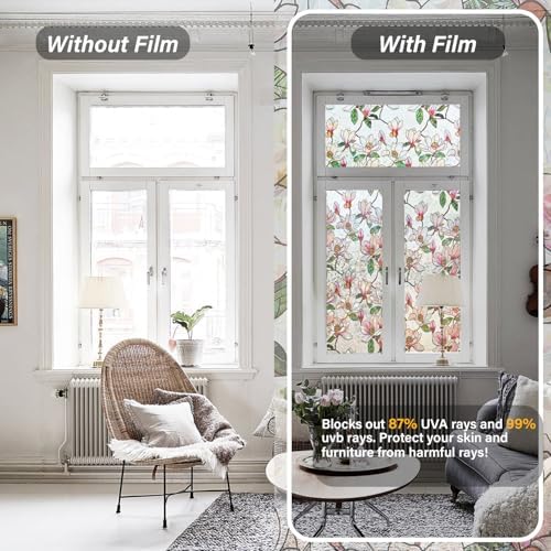 Ranzdn Window Privacy Film, Stained Glass Static Cling, 45.2" x 157.4"
