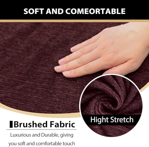 3 Pieces Sofa Covers fot T Cushion Loveseat Slipcover, Sofa Stretch Slip Covers for 2 Cushion Couch with 2 Individual T Shape Seat Covers (Burgundy, 2 Cushion)