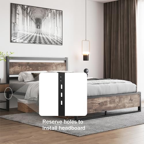 Headboard Only Wooden Headboard with Metal Slats Rustic Headboard, King