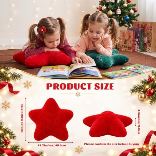 Soaoo 5 Pcs Star Fluffy Pillow Star Shape Pillow, Christmas Earth Tones