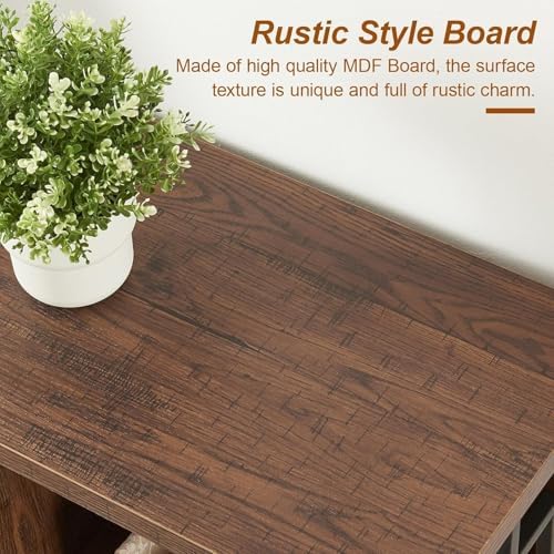 HOMISSUE Sofa Console Table, Rustic Console Table with 3-Tier Storage, Engineered Wood Sofa Tables with Open Shelves, Heavy Duty Entryway Tables for Living Room, Hallway (55 Inch, Rustic Brown)