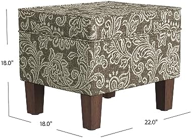 Spatial Order 22" Dinah Collection Storage Ottoman - Brown Jacobean Print