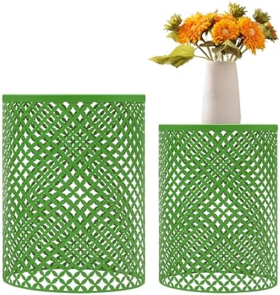 Set of 2 Outdoor Side Table, Garden Stool for Patio, Metal Accent Table Modern End Table, Patio Side Table for Garden, Balcony, Bedroom Indoor Outdoor Decorative, Vibrant Green