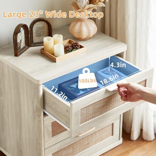 LEYAOYAO Rattan 23" Nightstands with Drawers for Bedroom