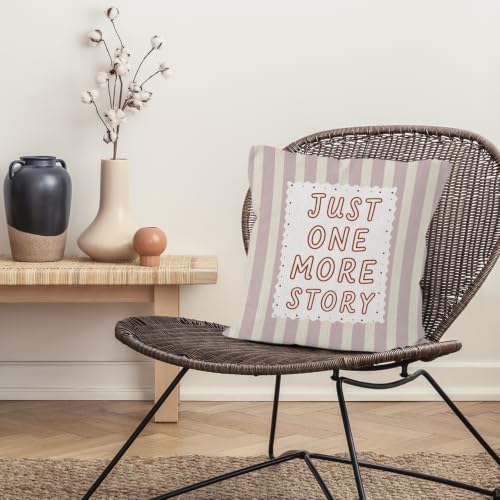 Retro Pink Striped Girl Nursery Reading Throw Pillow Cover 18x18