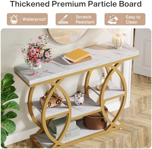 Tribesigns 39.4" Console Table, Sofa Table, Accent Tables, White Gold
