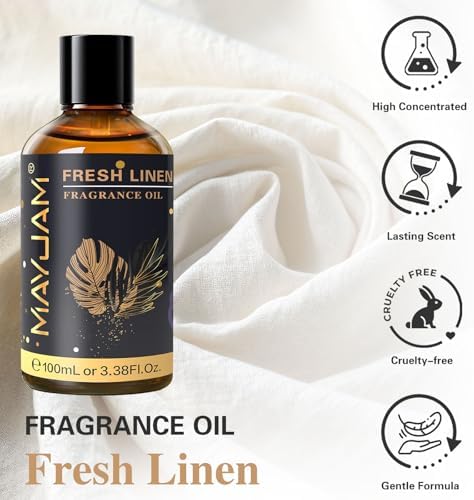 MAYJAM Fresh Linen Fragrance Oil for Diffusers Home Hotel Office, 3.38FL.OZ