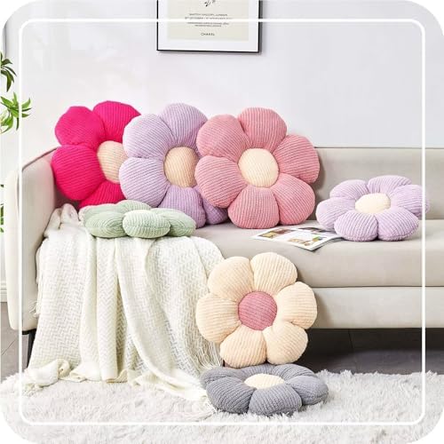 Kcvvcr Flower Throw Pillow, Soft Sage Green 19.6" Shaped Floor Pillow for Home Decor, Cute Aesthetic Plush Decorative Pillows for Bed, Sofa, Couch