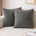 MIULEE Decorative Throw Pillow Covers 18x18 Dark Grey Textured Corduroy