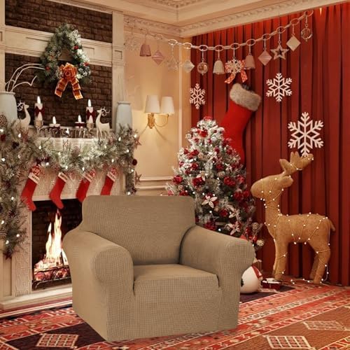 KEKUOU Stretch chair Sofa Slipcover, Single Couch Cover,Camel