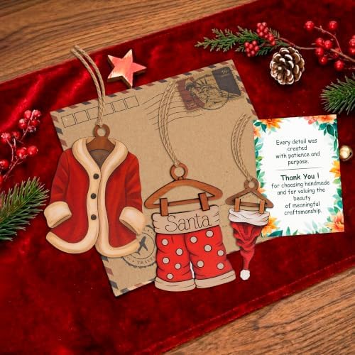 Funny Christmas Ornaments, Santa Ornaments for Christmas Tree, Secret Santa Gifts, Vintage 3-Piece Ornament Set, Wooden Hanger Outfit, Coat Pants Hat Trio, Holiday Decor, Gift Set for Besties 2026