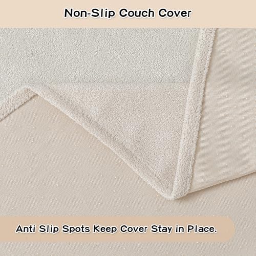 MEETSKY Chair Cover Cat Scratch Proof Recliner Chair Covers, Oversized Armchair Sofa Covers Washable Sofa Slipcover for Single Couch, Soft Small Couch Slipcover for Pets Dogs, 71" x 91", Creamy White