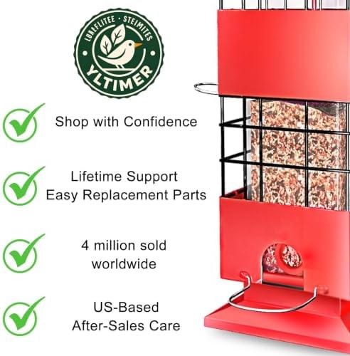 Squirrel Proof Bird Feeder,3.5Lb,4 Ports,Weight Activated,Easy Refill