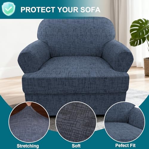 NILUOH 2-Piece T-Cushion Armchair Slipcover, Stretch Chair Cover with Separate Seat Cushion Cover, Soft Washable Furniture Protector for Living Room