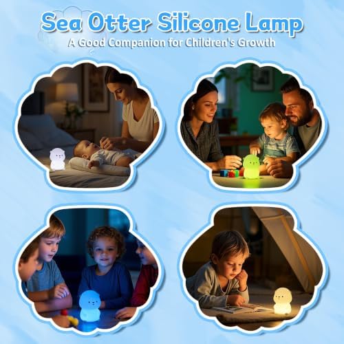 OkiyiD Otter Night Light, Cute Sea Otter Lamp Gifts,Animal Silicone Night Lamp, Cute Room Decor Night Light Birthday Gifts