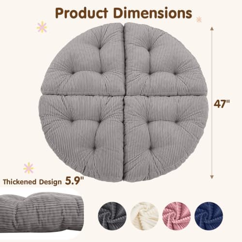 blue page Round Kids Play Mat 5.9 in Thick, 6-in-1 Circle Nursery Rug