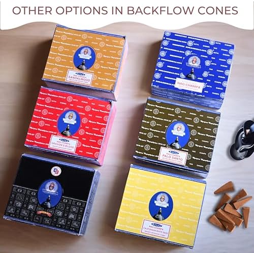 Sandalwood Backflow Incense Cones for Waterfall Aromatic Smoke Fountain Haze Falls and Mat Bundle - Pack of 12
