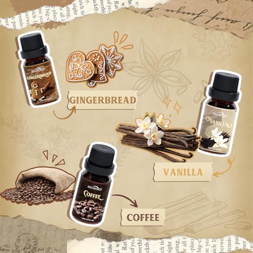 Spice Essential Oils for Diffuser for Home, Fall Scents Oil Set - Apple Cinnamon, Pumpkin Pie, Gingerbread, Coffee, Vanilla, Harvest Spice, Autumn Fragrance Oils for Candle & Soap