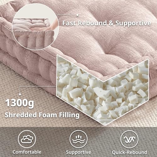 Intelligent Design Floor Pillow, Large Cushion for Meditation, 24x24 Blush