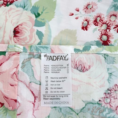 FADFAY Duvet Cover Set Queen Pink Rose Floral Bedding French Country Peony Flower Quilt Cover Set Vintage Farmhouse Bedding 100% Cotton Comforter Cover with Hidden Zipper Closure 3Pcs, Queen Size