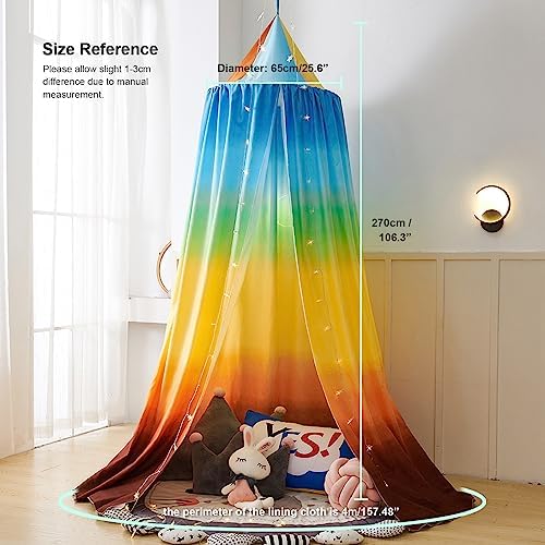 Bed Canopy for Kids, Printed Hanging Canopy for Baby Brib Kids Bed Room Decor Reading Nook Indoor Outdoor Playing Castle (Star)