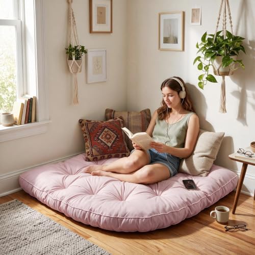 ShowyLive Large Corner Floor Cushion, 39.37" Radius Corner Kids Rug