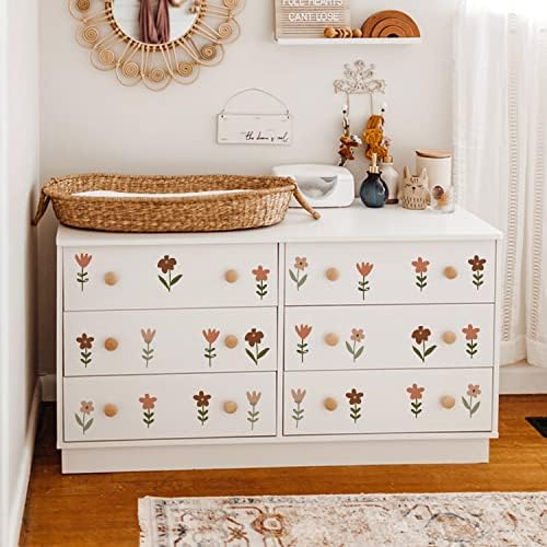 Boho Wildflower Floral Wall Decals for Nursery, Peel and Stick