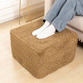 Poofieotto Fluffy Square Pouf Ottoman,Couch Foot Rest, Coffee, 20x20x14 in