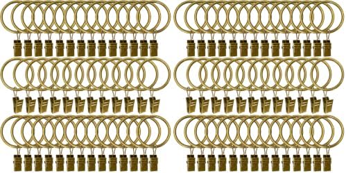 80 Pack Metal Curtain Rings with Clips, Drapery Clips Hooks, Decorative Curtain Rod Clips 1.5 in Interior Diameter, Antique Bronze