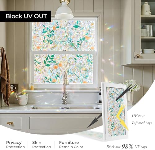 ADD.HERES Rainbow Window Privacy Film, Stained Glass Cling, 17.5" x 78.7"